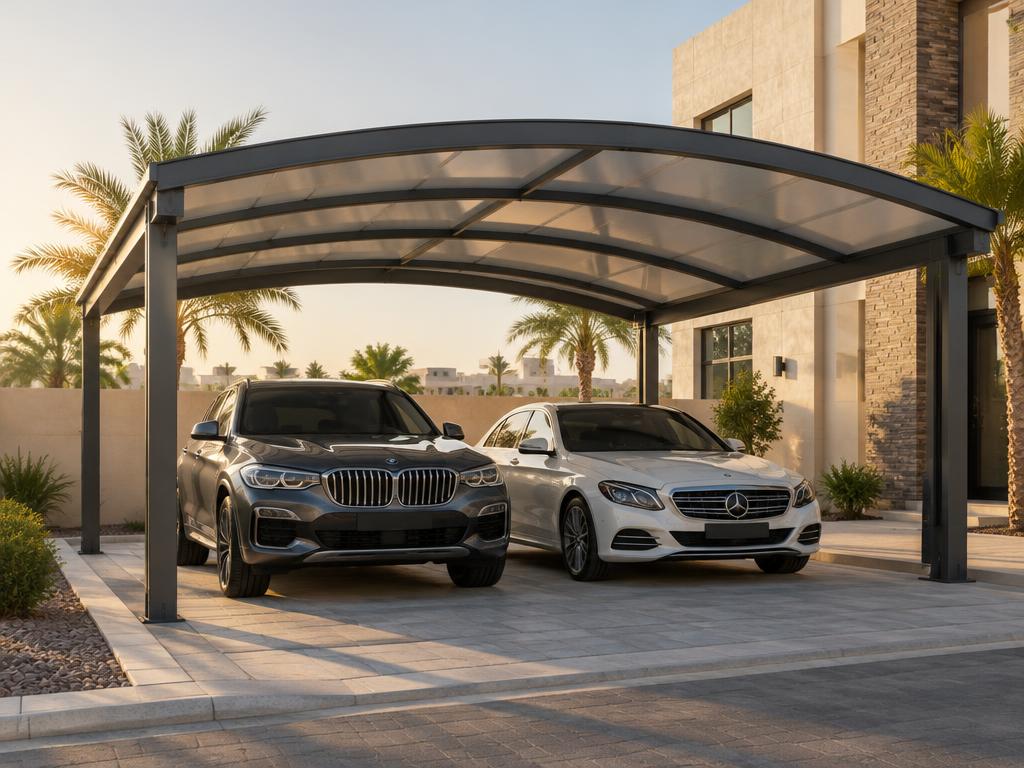 Car Parking Shades — custom fabrication and installation in Dubai and Ras Al Khaimah